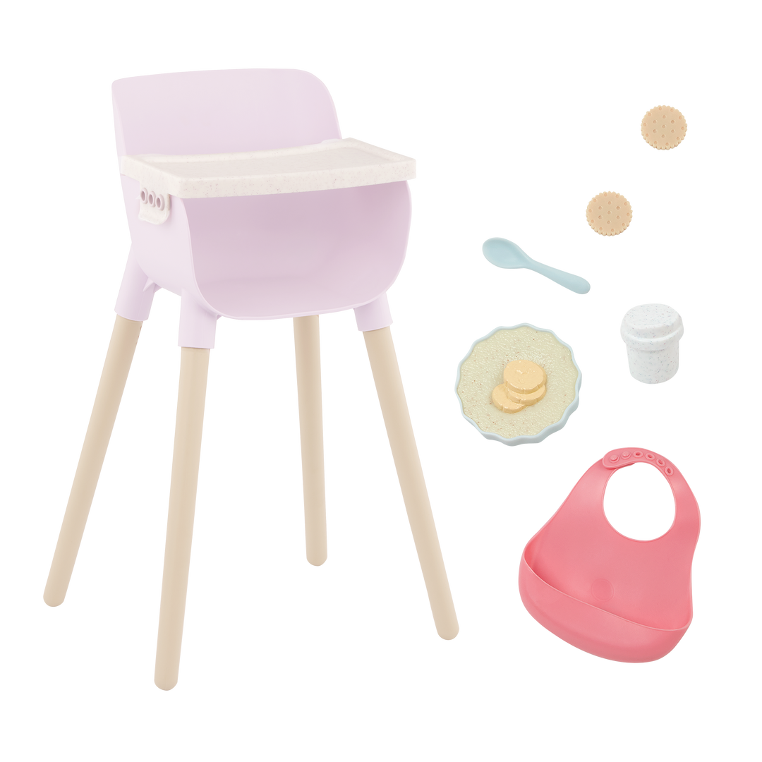 Baby Doll High Chair & Feeding Set