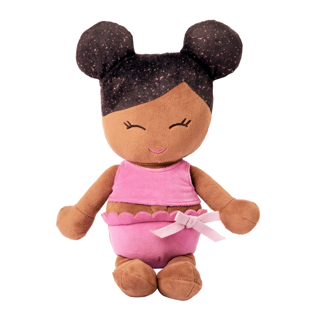 Plush Bath Doll - Dark Skin and Dark Hair - and a rubber ducky