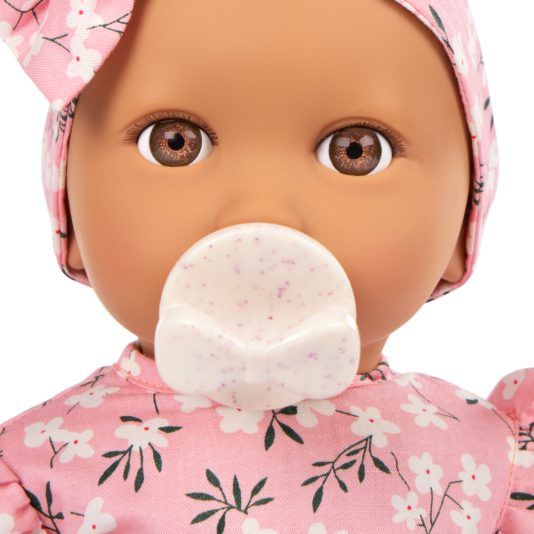 14" Soft Baby Doll w/Floral Onesie, Headband and a Soother