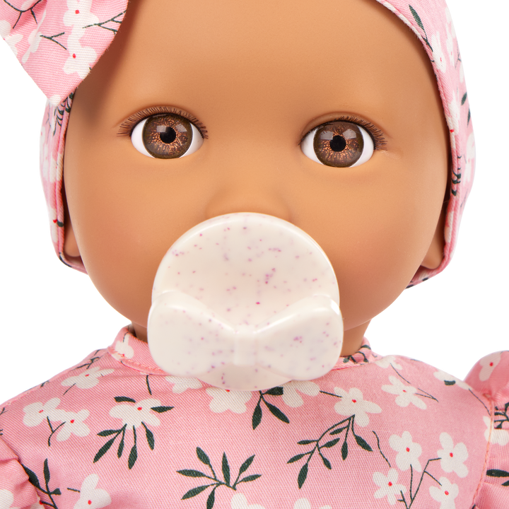 14" Soft Baby Doll w/Floral Onesie, Headband and a Soother