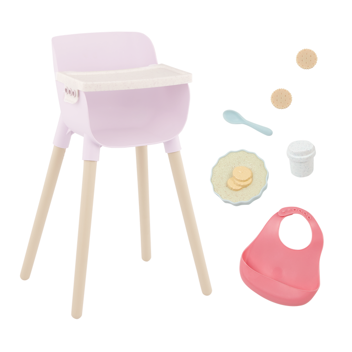 Baby Doll High Chair & Feeding Set